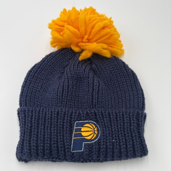 NBA Other - Indiana Pacers NBA Pom Beanie Hat One Size Fits All Navy Blue‎ Yellow
